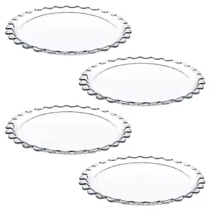 Queensway Home & Dining 26cm Diameter Large Round Clear Glass Dessert Dish Serving Plate Set of 4