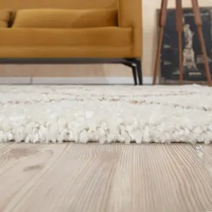 Moroccan Shaggy Ivory Beige Living Room Rug 830