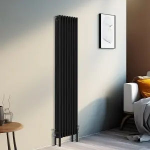 Right Radiators 1800x380 mm Vertical Traditional 4 Column Cast Iron Style Radiator Black