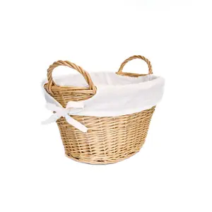 Hand Woven Wicker Laundry Basket with Handles Natural / Small (18 cm x 34 cm x 26 cm)