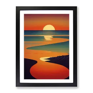 Dashing Sunset Abstract - Single Picture Frame Print Black / 46cm H x 34cm W x 2cm D