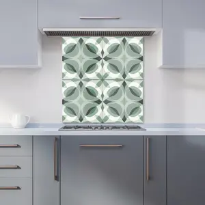 Geometric Green Grey Premium Glass Kitchen Splashback W700mm x H750mm