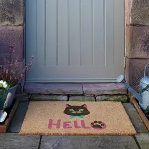 Cat Hello Coir Doormat (90 x 60cm)