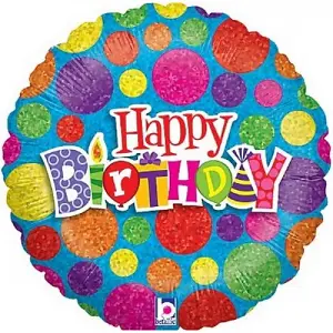 Oaktree Holographic Dotted Birthday Foil Balloon Multicoloured (One Size)