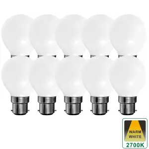 Harper Living 5 Watts B22 BC Bayonet LED Light Bulb Opal Golf Ball Warm White Dimmable, Pack of 10