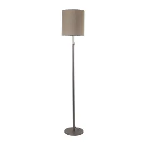 First Choice Lighting Verta Pewter Floor Lamp with Matching Silk Shade