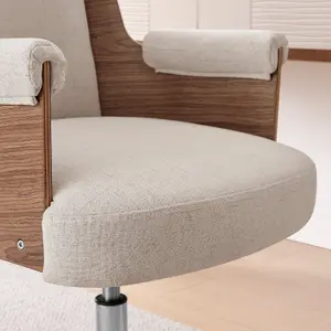 Furniturebox UK Hoomz Cream fabric and Wood Office Chair