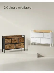 SONGMICS  Chest Of Drawers For Bedroom, 5 Fabric Drawers With Handles, Storage Organiser Unit, For Living Room, Steel Frame