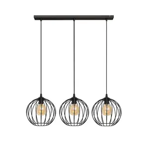 Luminosa Mercure Straight Bar Pendant Ceiling Light Black 70cm