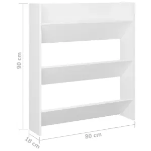 Berkfield Wall Shoe Cabinet White 80x18x90 cm Engineered Wood