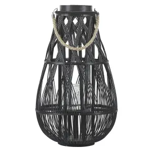 Beliani Rustic Lantern TONGA Wood Black