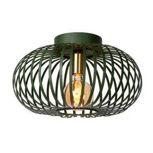 Lucide Manuela Vintage Flush Ceiling Light 39.5cm- 1xE27 - Green