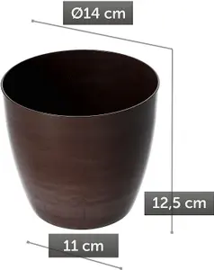 Flower Pots 6 Colours 4 sizes Marble Plastic Plant Pots Planter Deco Round Deco  Brown 14cm