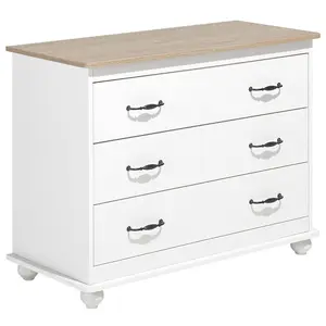 Beliani Rustic 3 Drawer Chest White EVERETT