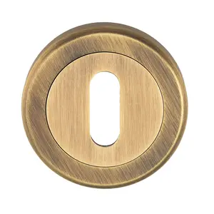 51mm Lock Profile Escutcheon Chamfered Edge Concealed Fix Antique Brass