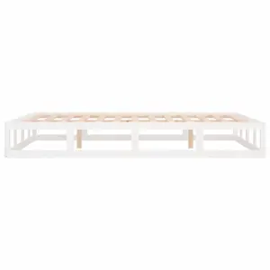 Berkfield Bed Frame White 150x200 cm King Size Solid Wood