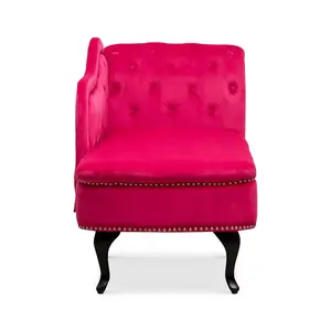 Left Hand Chaise Lounge in Velvet Dark Pink