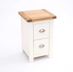 Lovere 2 Drawer Petite Bedside Table Chrome Cup Handle