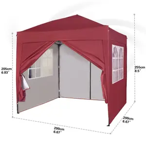 MCC Direct 2X2 Pop up Red Gazebo with Sides