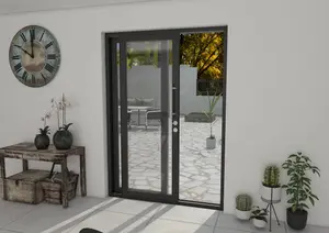 Green & Taylor Black Aluminium External Sliding Doors - LH Sliding / RH Fixed - 1490 x 2090mm (WxH)