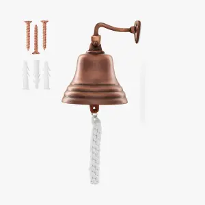 Copper Bell Bar Accessories for Home Pub Hand Bell Wall Mounted Bar Bell Nautical Decorations Unique Bronze Bell 10 Inch