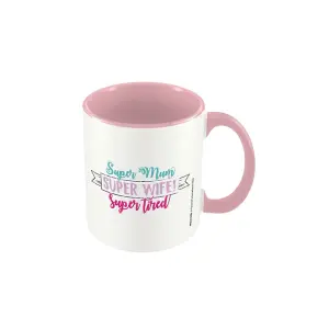 Pyramid International Super Mum Super Wife Super Tired Contrast Mug White/Pink (One Size)