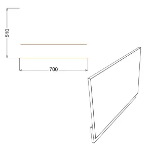 Contemporary Gloss Grey Rectangular End Bath panel (H)51cm (W)70cm