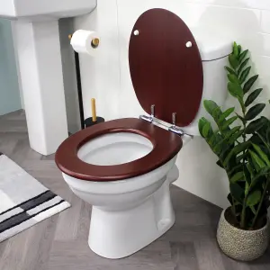 Showerdrape Norfolk Soft Close Mahogany Wooden Toilet Seat