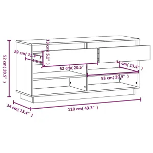 Berkfield Shoe Cabinet White 110x34x52 cm Solid Wood Pine