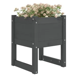 Berkfield Planters 2 pcs Grey 40x40x52.5 cm Solid Wood Pine