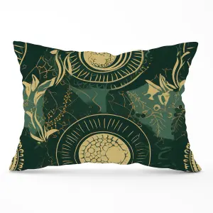 Abstract Green Gold Moon Pattern Cushions 33cm x 48cm