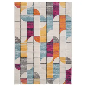 Fun Multicolour Geo Wabi Sabi Retro Area Rug 200x290cm