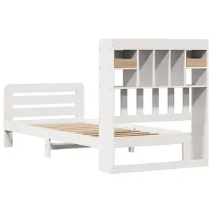 Berkfield Bookcase Bed without Mattress White 90x190 cm Single Solid Wood Pine