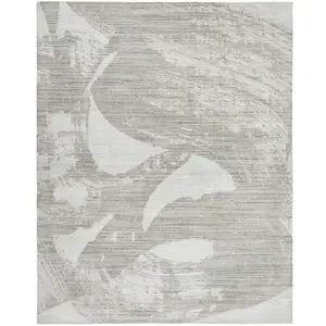 White Grey Wool Luxurious Modern Easy to Clean Abstract Dining Room Bedroom and Living Room Rug -170cm X 240cm