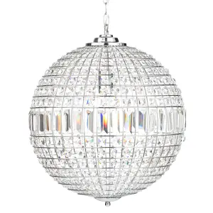 Litecraft Miley Chrome 1 Lamp Globe Ceiling Pendant Light