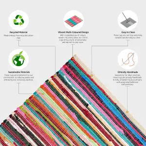 Chindi Handwoven Multi Coloured Recycled Rag Rug - 150 x 240cm