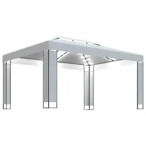 Berkfield Gazebo with LED String Lights White 3x4 m