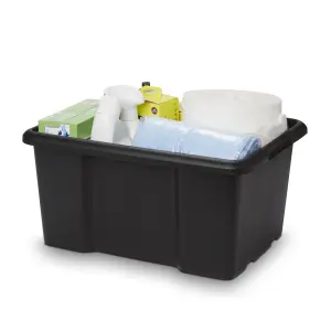 Form Fitty Black 26L Plastic Stackable Storage box