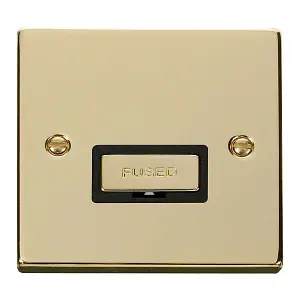 Polished Brass 13A Fused Ingot Connection Unit - Black Trim - SE Home