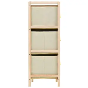 Berkfield Storage Rack with 6 Fabric Baskets Cedar Wood Beige