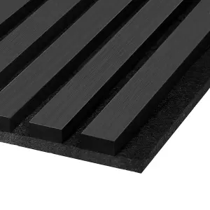 Premium Acoustic Slat Wall Panel 2.4m x 0.6m Charcoal Black