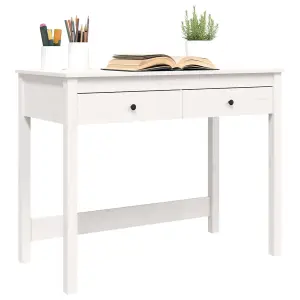 Berkfield Desk with Drawers White 100x50x78 cm Solid Wood Pine