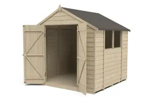 Forest Garden Overlap 7x7 ft Apex Wooden 2 door Shed with floor & 2 windows - Assembly service included