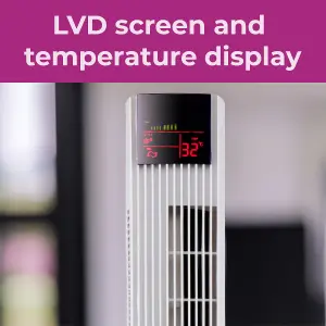 Neo 36 inch White Free Standing 3 Speed Tower Fan with Remote Control