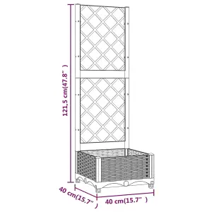 Berkfield Garden Planter with Trellis Dark Grey 40x40x121.5 cm PP