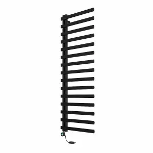 Right Radiators Prefilled Thermostatic Electric Heated Towel Rail Designer Ladder Warmer Rads - 1600x600mm Black