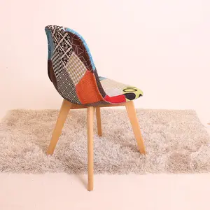 Single Patchwork Fabric Dining Chairs Upholstered Dining Room Chair Multicolour