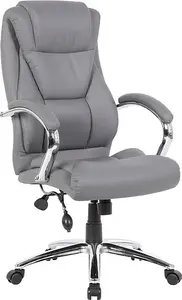 Posture Executive Leather Faced Office Chair In Grey