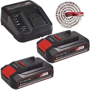 Einhell 18v Power X-Change PXC Starter Kit - 2x 2.5Ah Battery + 3ah Fast Charger