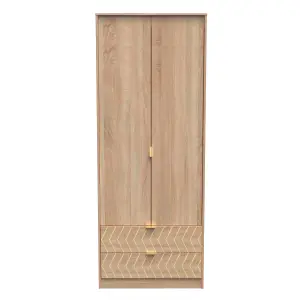 Chevron 2 Door 2 Drawer Wardrobe in Bardolino Oak (Ready Assembled)